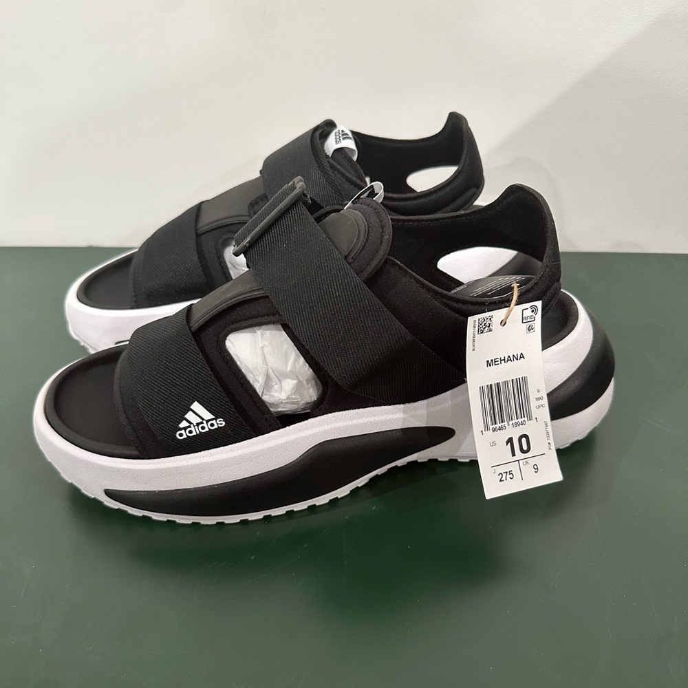 adidas Mehana Sandal 'Black White' W Size 10 NWT